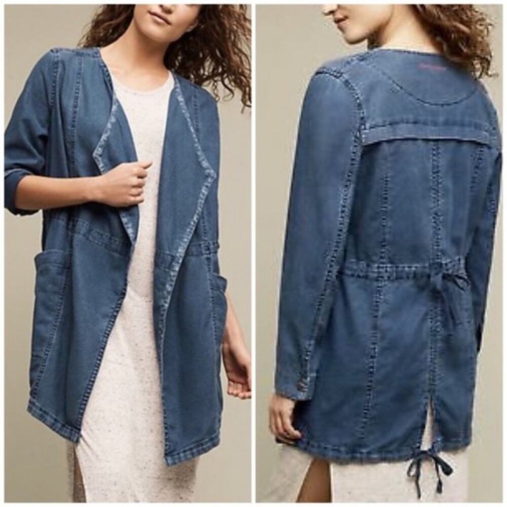Anthropologie Hei Hei High Plains denim open front drawstring jacket size Small